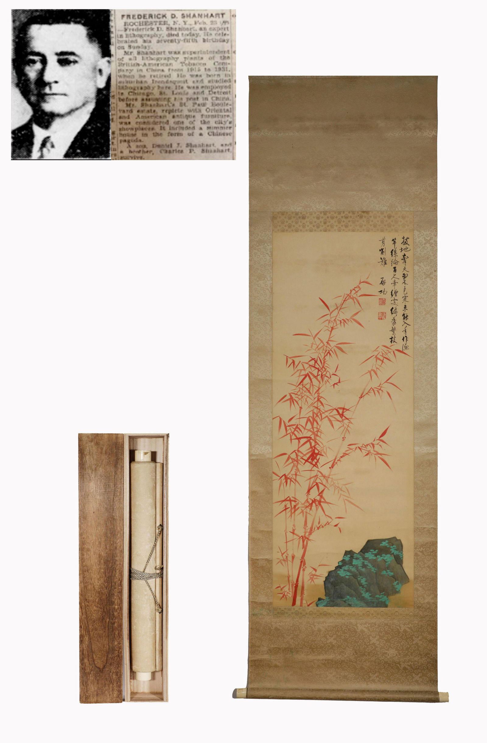 Qigong red bamboo drawing vertical axis on paper (1 of 8)