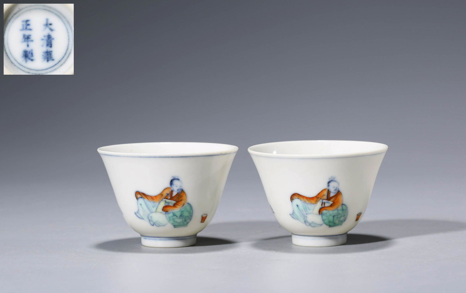 "Qing Dynasty Yongzheng Year" bucket color character birthday cup pair (1 of 7)