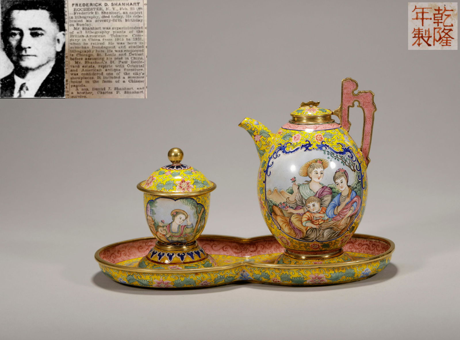 "Qianlong year" enamelwork western character tea set (1 of 7)