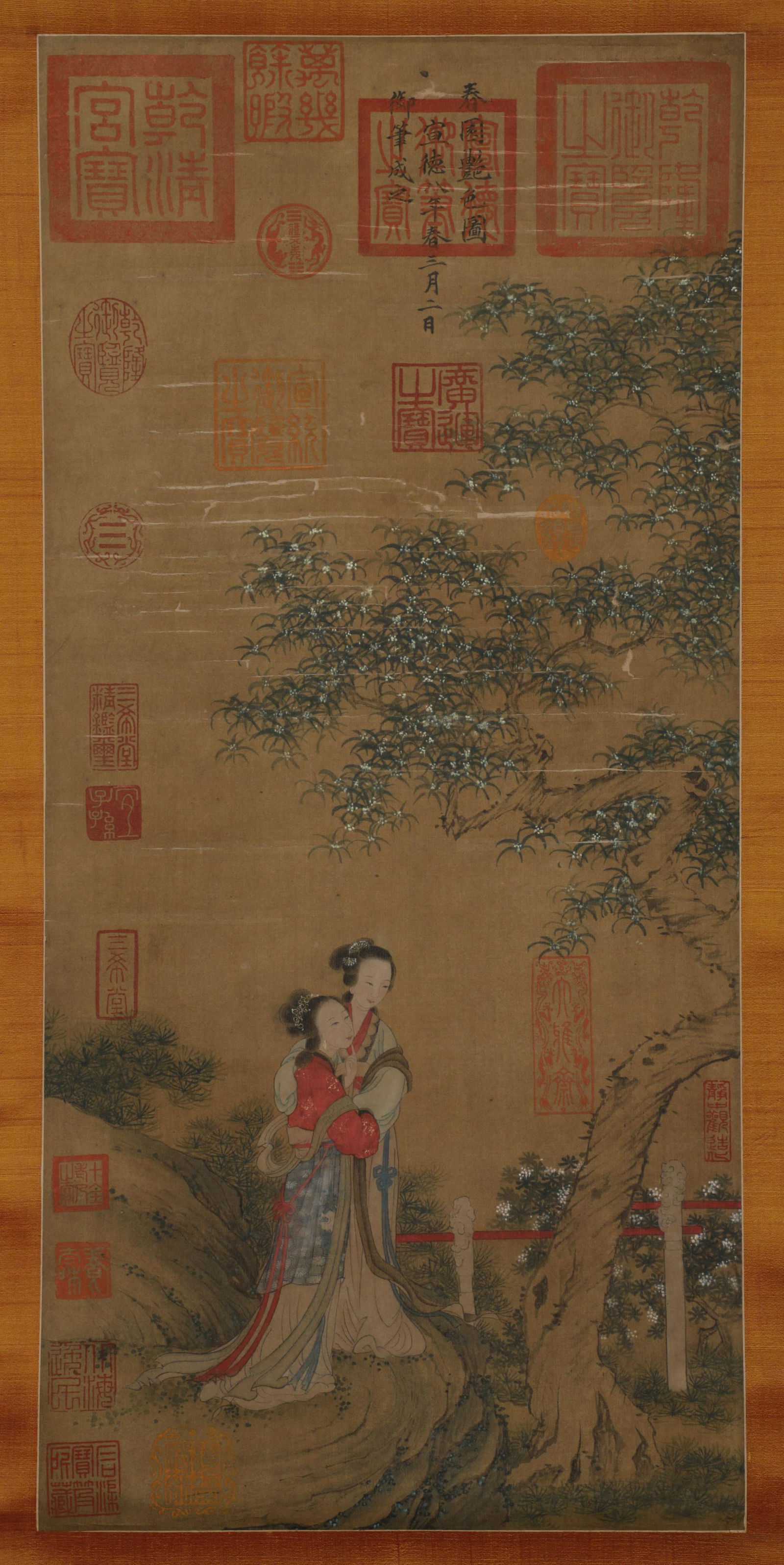 Colorful silk scroll of Emperor Xuande's Spring Garden (1 of 6)