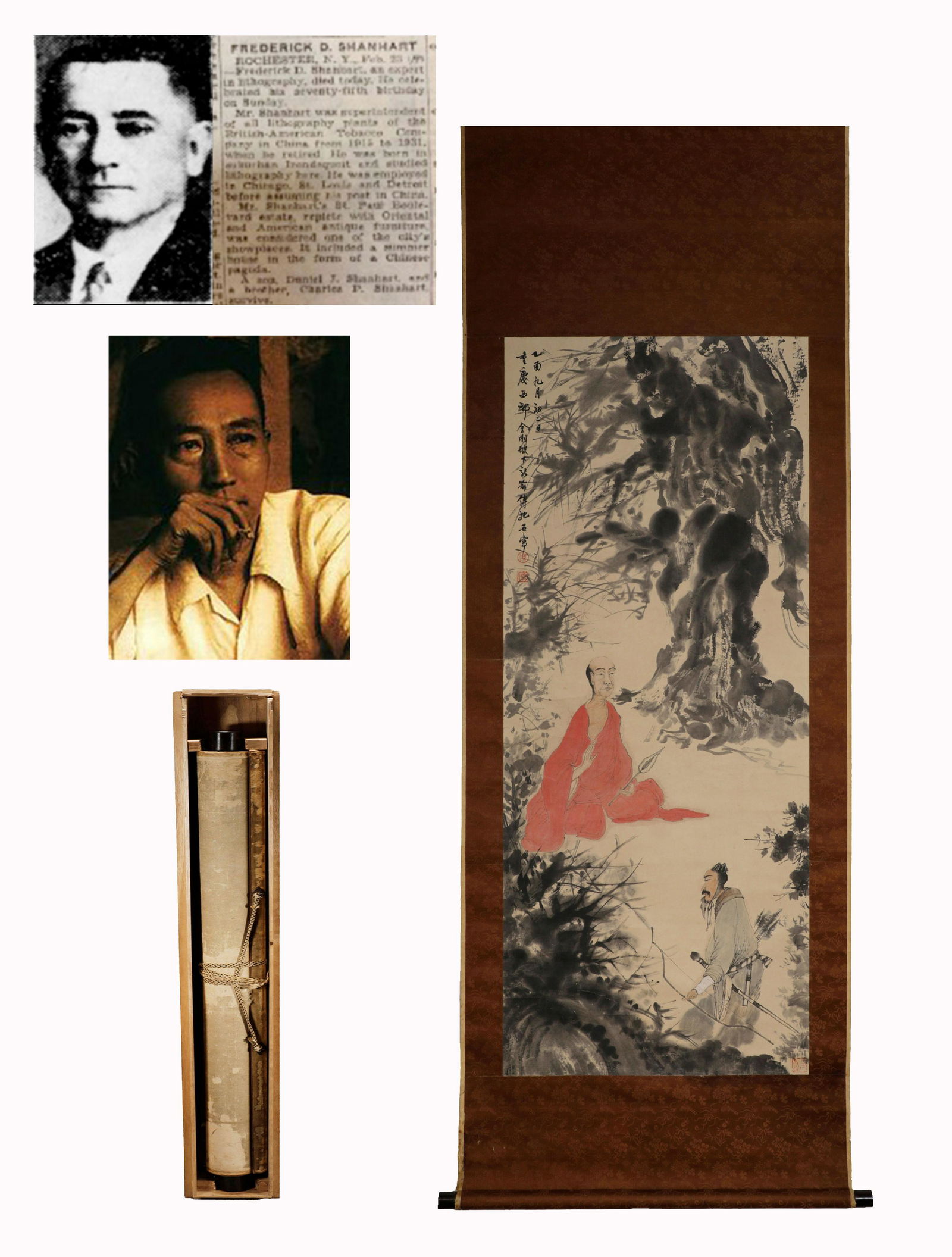 A Chinese Scroll Painting of an Arhat by Fu Bao Shi (1 of 7)