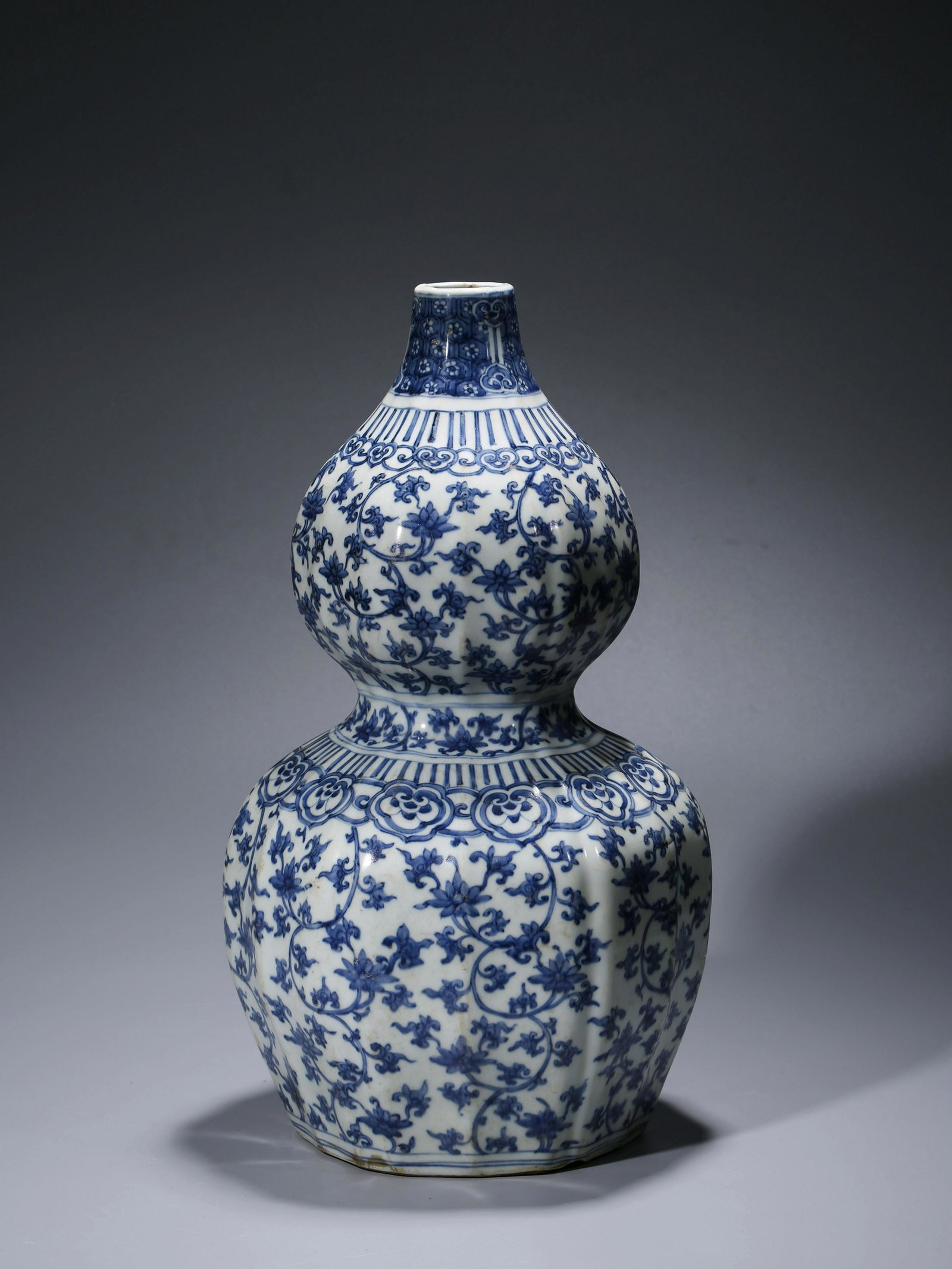 A Chinese Porcelain Blue and White Interlock Branches Double-Gourd Vase (1 of 7)