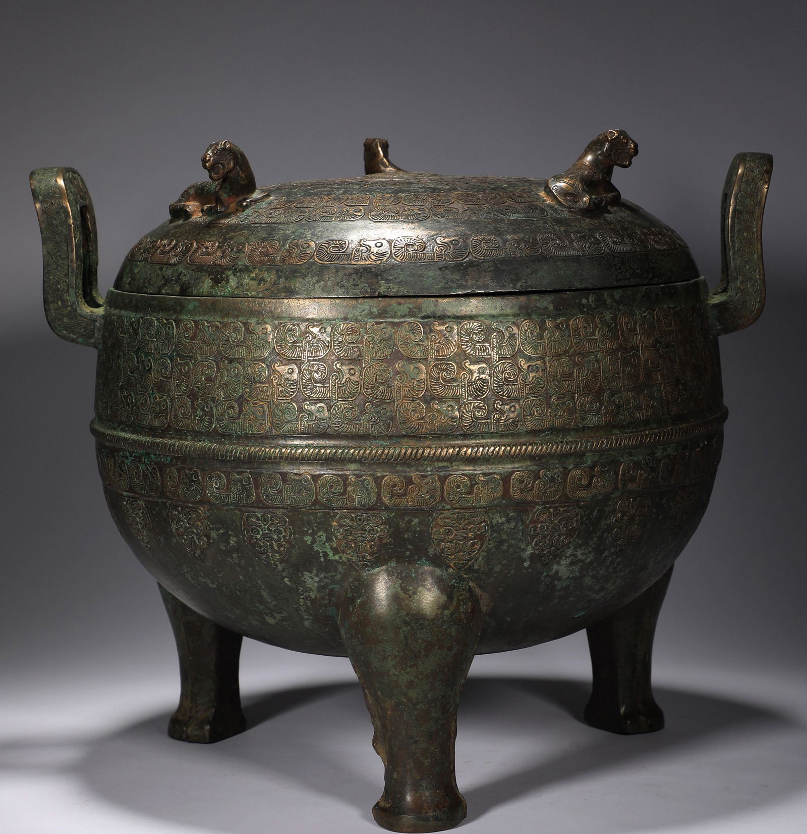 A Zhan Dynasty Bronze Beast Censer (1 of 9)