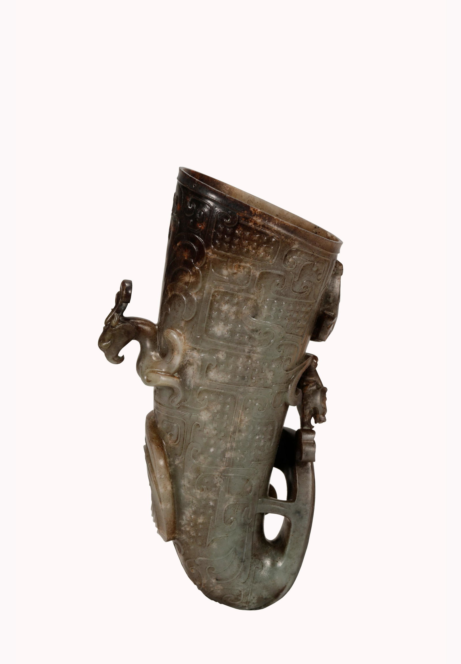 A Chinese Han Dynasty Jade Dragon and Phoenix Cup (1 of 8)