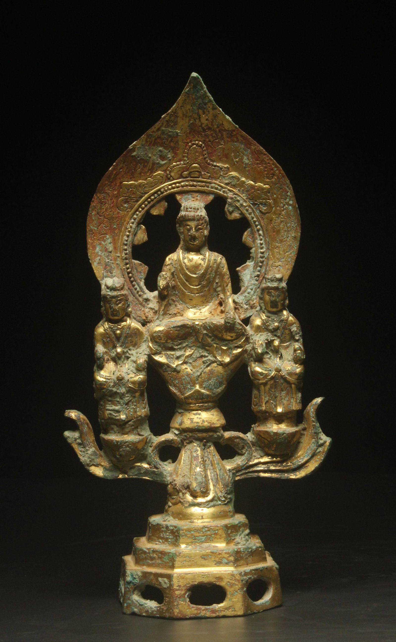 Ancient Chinese bench three-body Buddha (1 of 8)