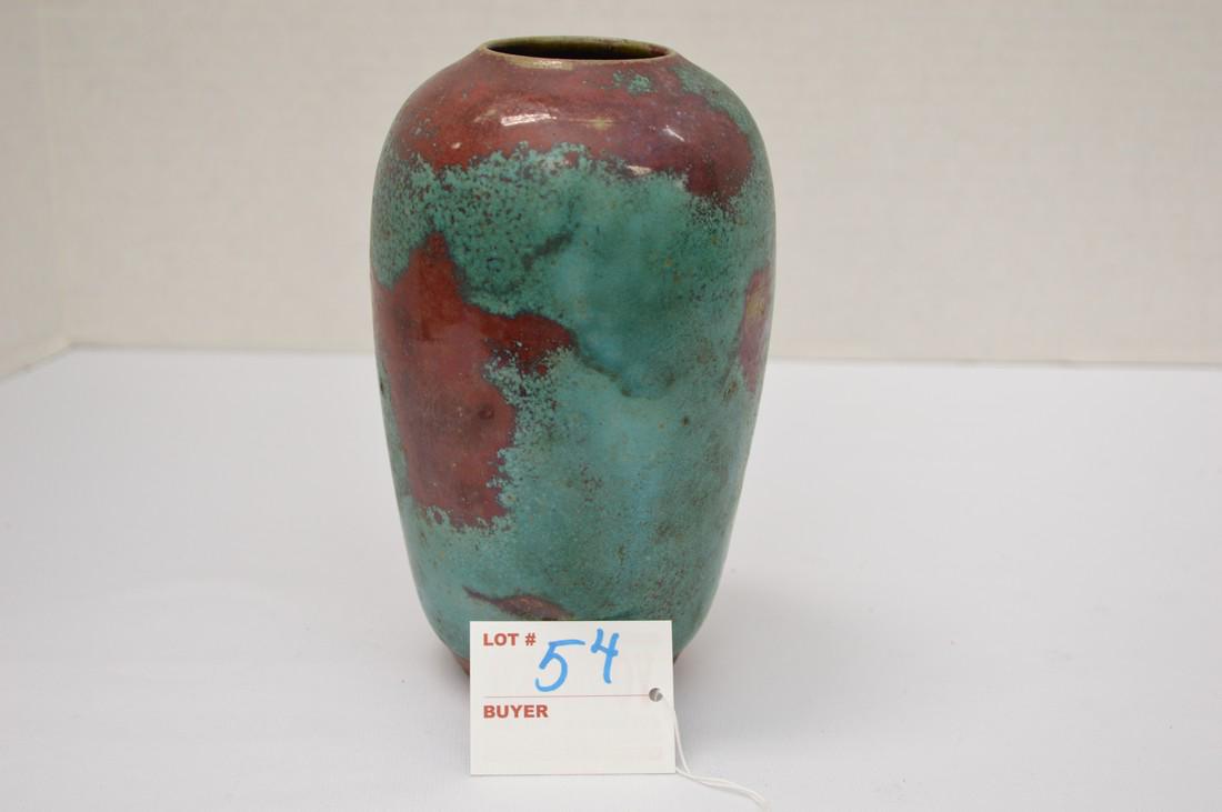 Jugtown Ware 7 in. Teal and Red Glaze Vase (1 of 6)
