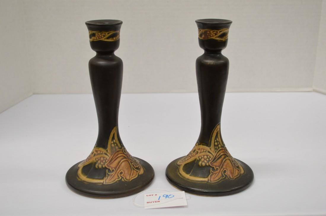 Pair of Roseville Candlesticks, 8 1/2 in. (1 of 9)