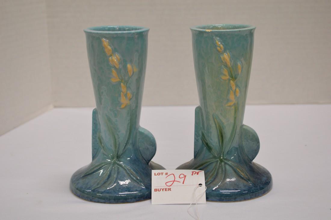 Pair of Roseville Ceramic Vase, Wincraft Blue Art Deco, (1 of 9)