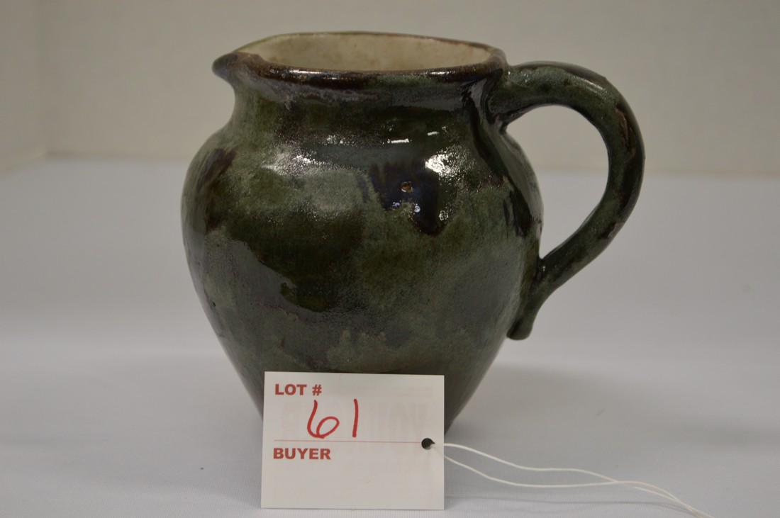 Pine Tree Mottled Green Cream Pitcher w/ Handle, #156, (1 of 8)