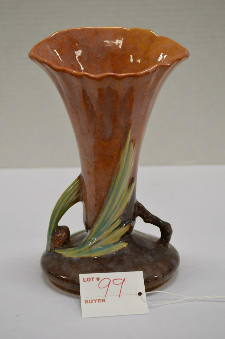 Roseville USA Vase w/ Brown "Pinecone" Gloss Finish, (1 of 5)