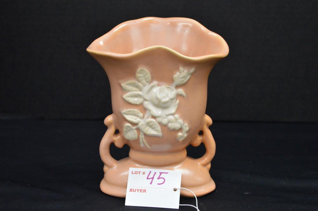 Weller Pottery, Orange Cameo Vase, 7 in. High (1 of 8)