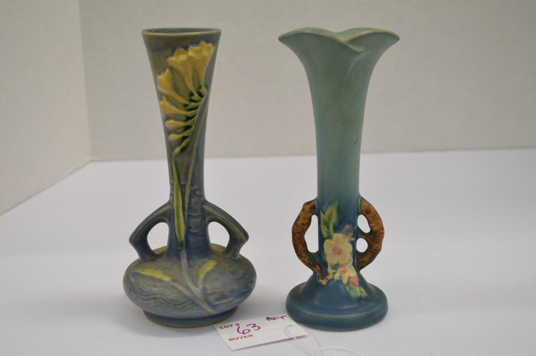 Pair of Roseville Bud  Vases: 1 Cherry Blossom w/ (1 of 10)