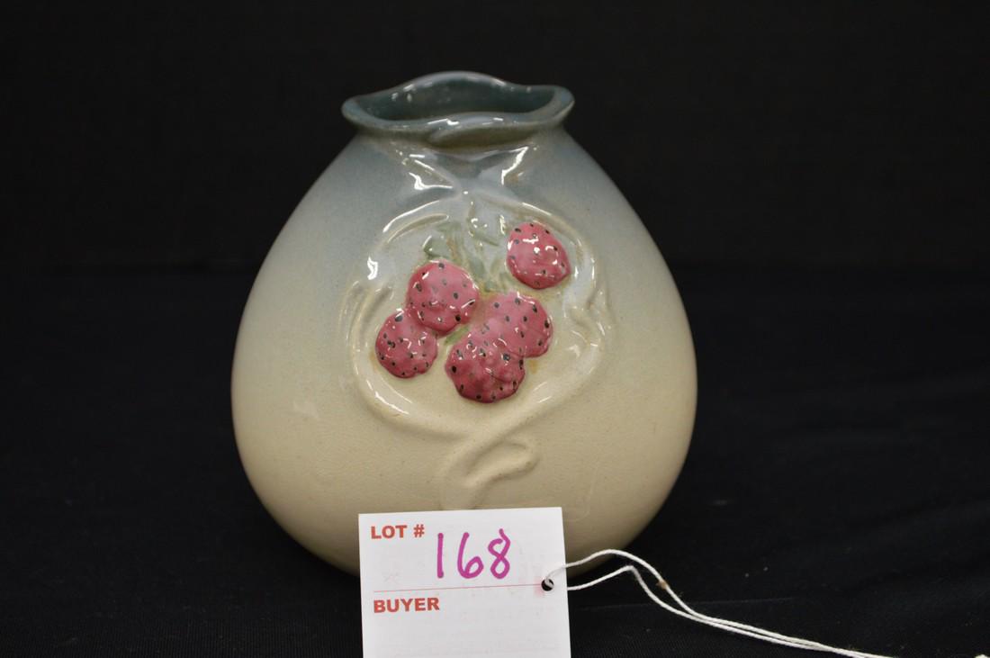 Weller "Strawberry Pattern" Bulbous Vase, #16,  5 in. (1 of 6)