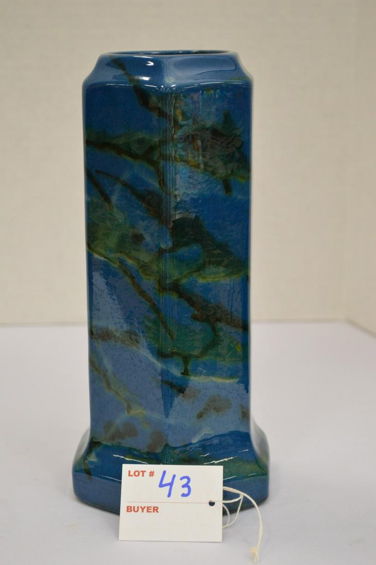 Peters & Reed- Blue Marble Glazed Vase Unmarked 9' (1 of 5)