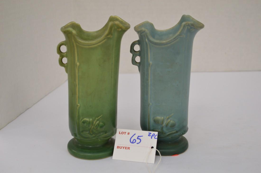 Weller- 2 Pc. 1 Blue, 1 Green (Has A on Bottom) Marked, (1 of 9)