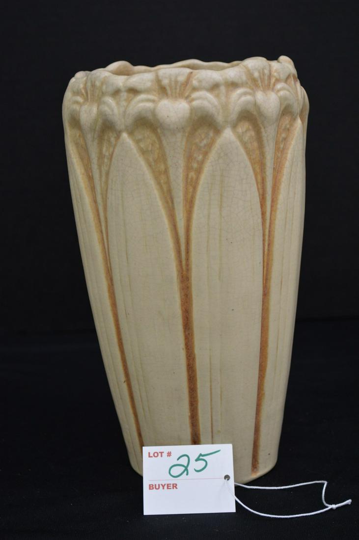 Unmarked Lily Flower Pattern Vase w/ Crazing, 9 in. (1 of 6)