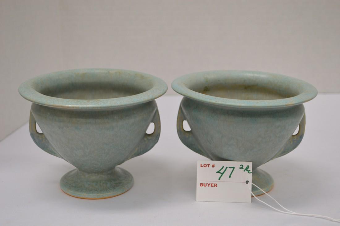 Pair of Unmarked Roseville "Tuscany" Footed Vase, 4 x 5 (1 of 5)