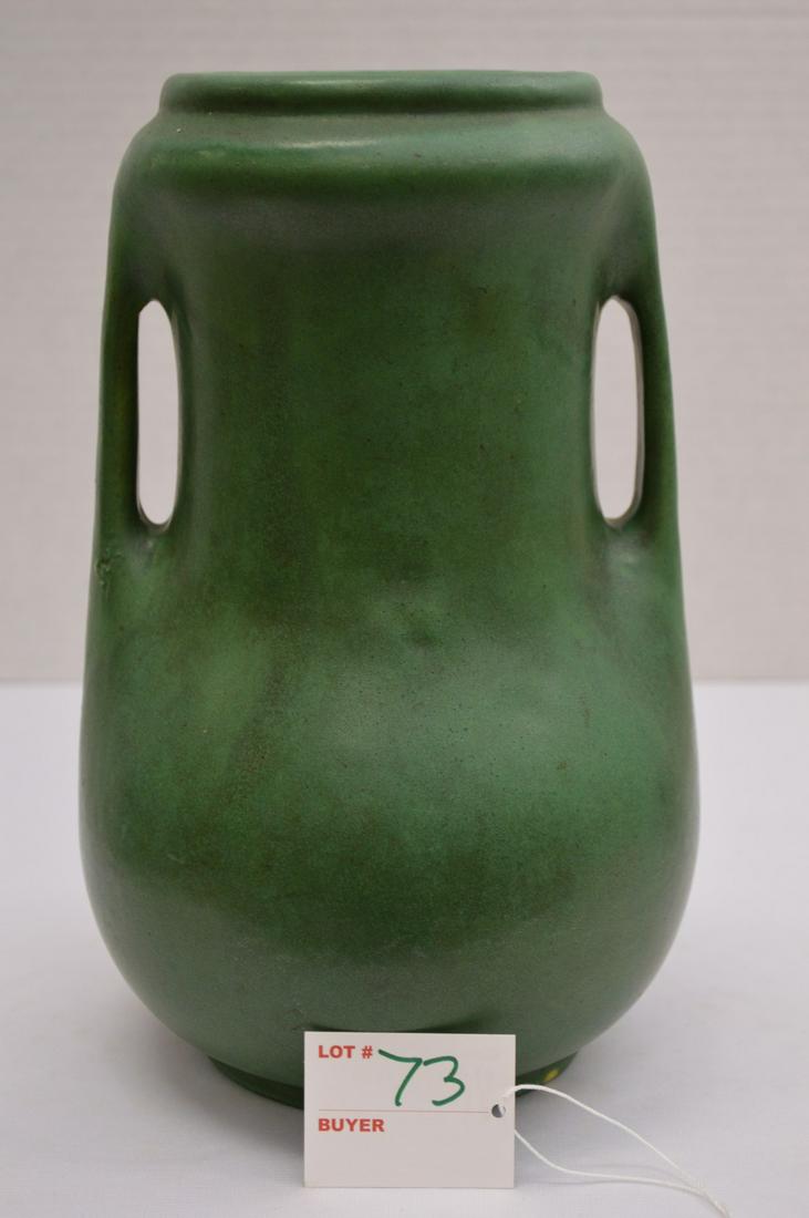 Unmarked Matte Green Vase, Double Handle, 10 1/2 x 6 (1 of 8)