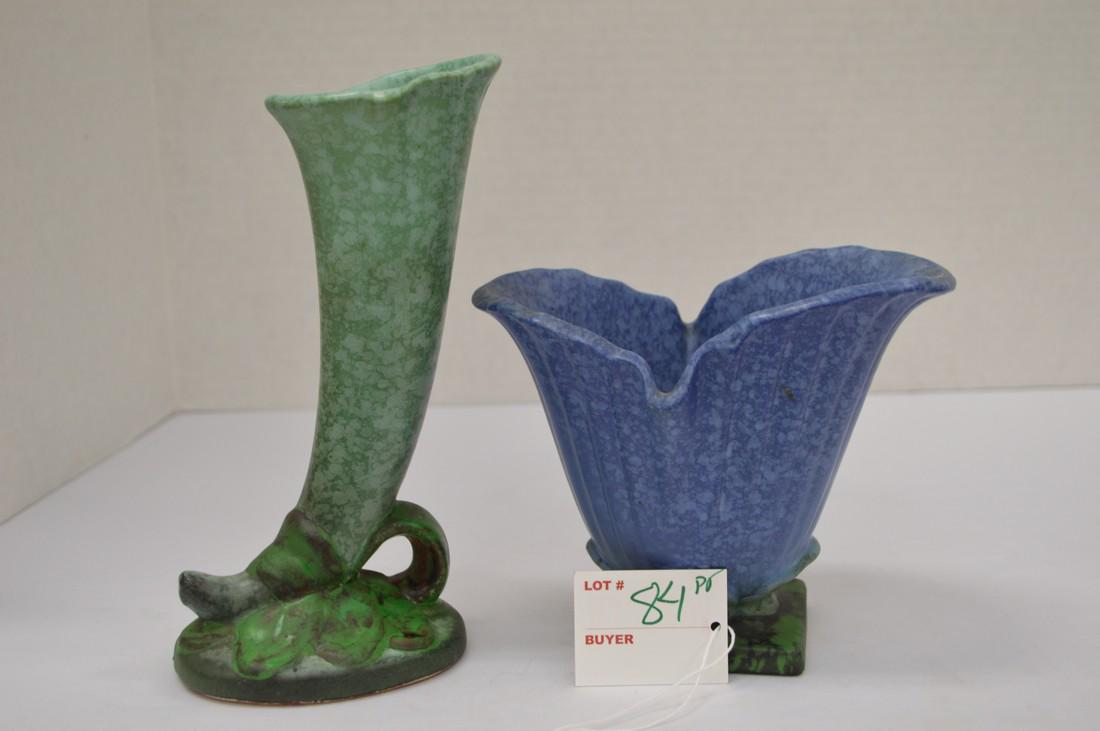 Weller Pottery "Sydonia" Style Blue Vase, 6 x 6 in.; (1 of 7)