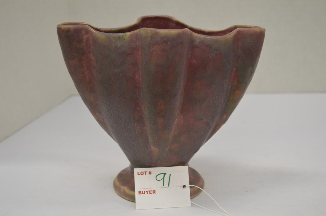 Unmarked Niloak? Block Letter Pink Vase, 6 1/2 x 7 in. (1 of 5)
