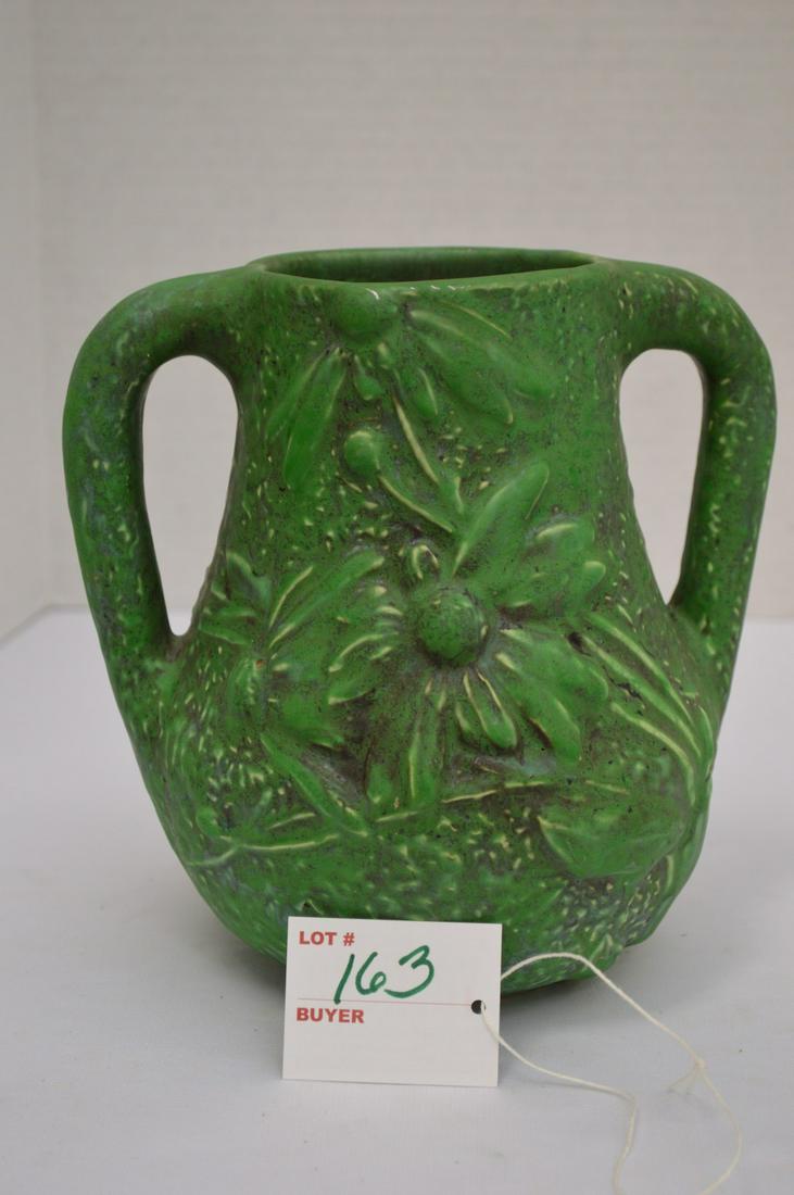 Unmarked Matte Green Vase, Double Handle, 7 x 6 in. (1 of 7)