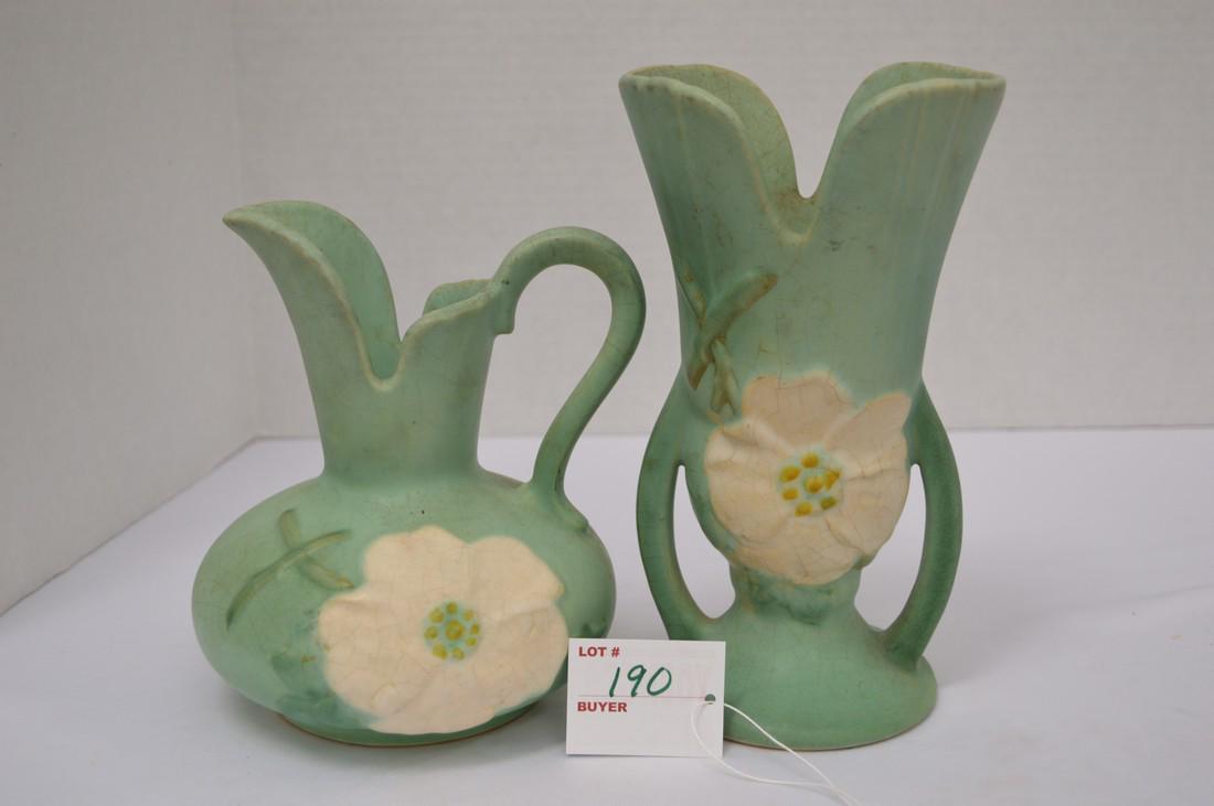 Pair Weller Pottery "White Wild Rose" Patterned Vase, 8 (1 of 6)