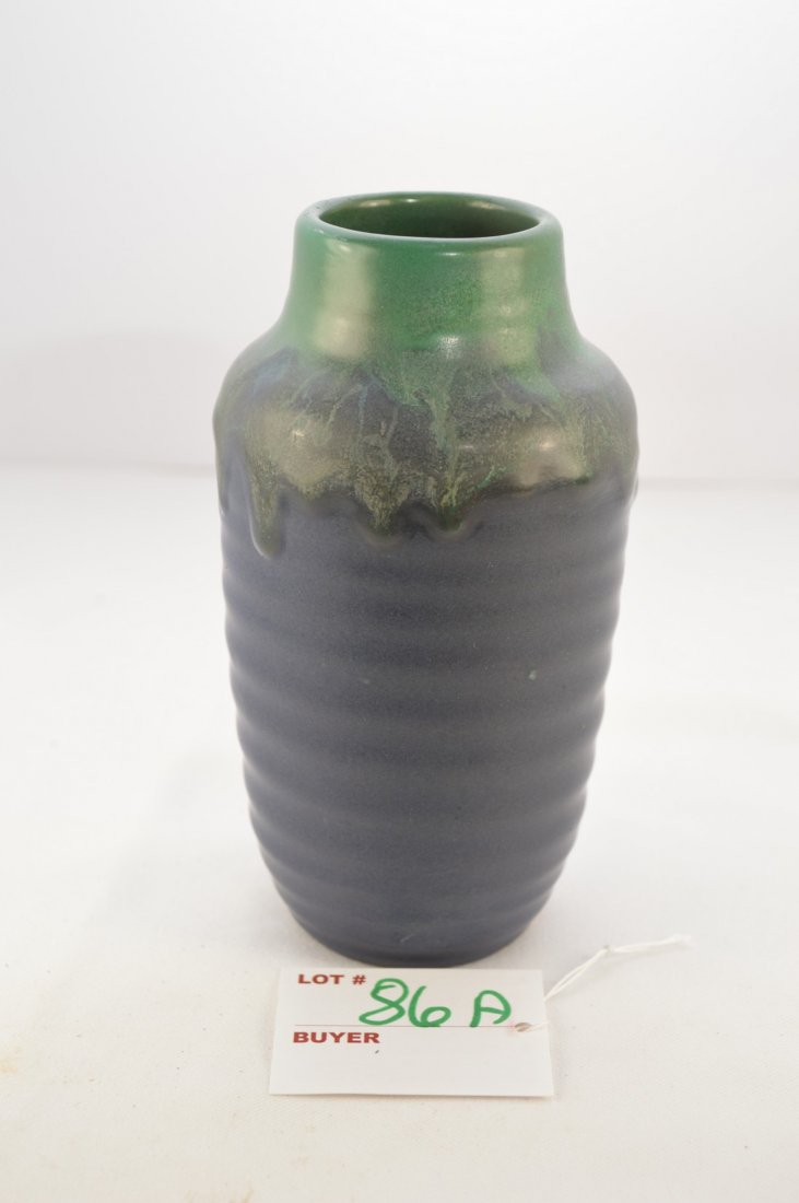 Unmarked Green & Blue Drip Vase, 6" tall apprx. 3" Diam (1 of 6)