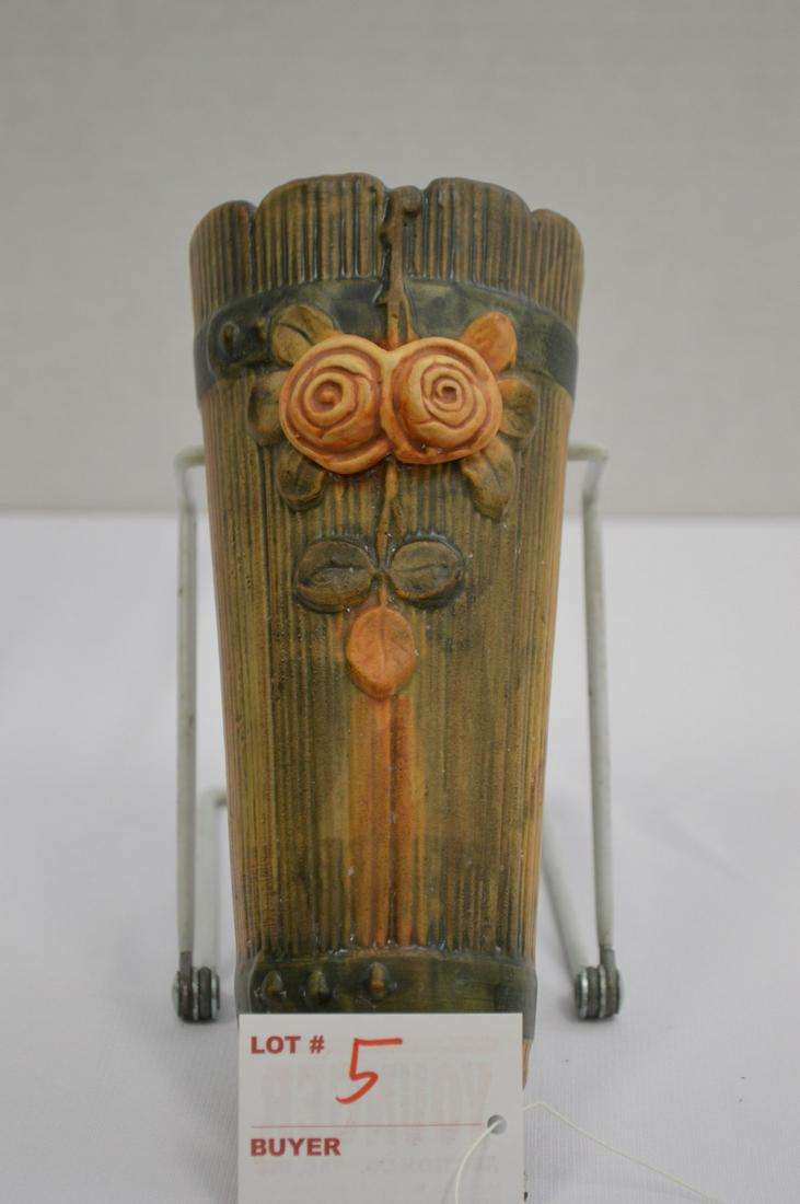 Weller 6 3/4" Wall Pocket, 1920s Woodrose Pattern (1 of 6)