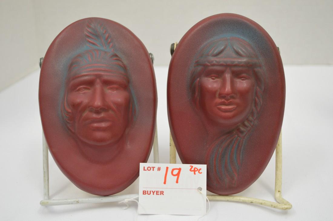 Pair of Van Briggle Small Hollow Back- Native American (1 of 10)