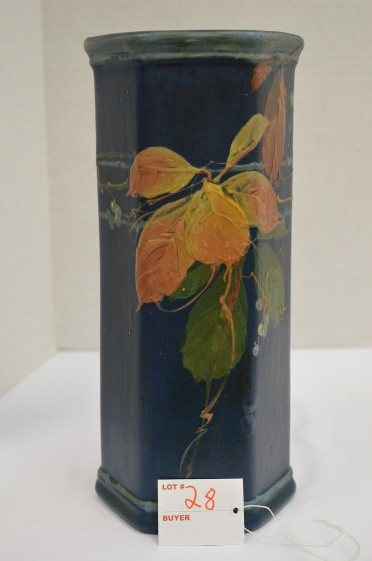 Weller Vase, Blue Decorated, Hudson Deep Pink & Autumn (1 of 8)
