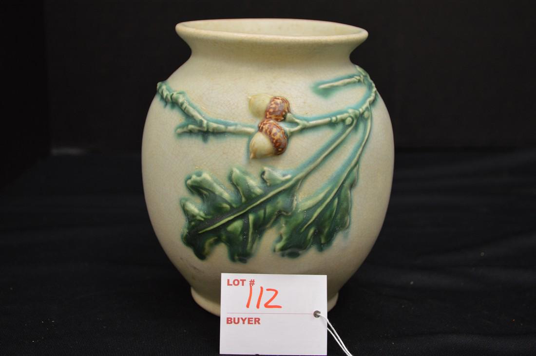 Unmarked 6in Acorn Pattern Vase w/ Crazing (1 of 8)