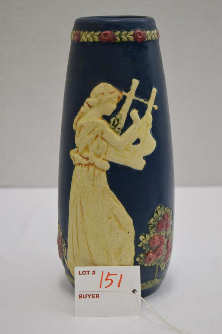 Weller Blueware, #15 Ovoid, Woman Playing Instrument, 8 (1 of 8)