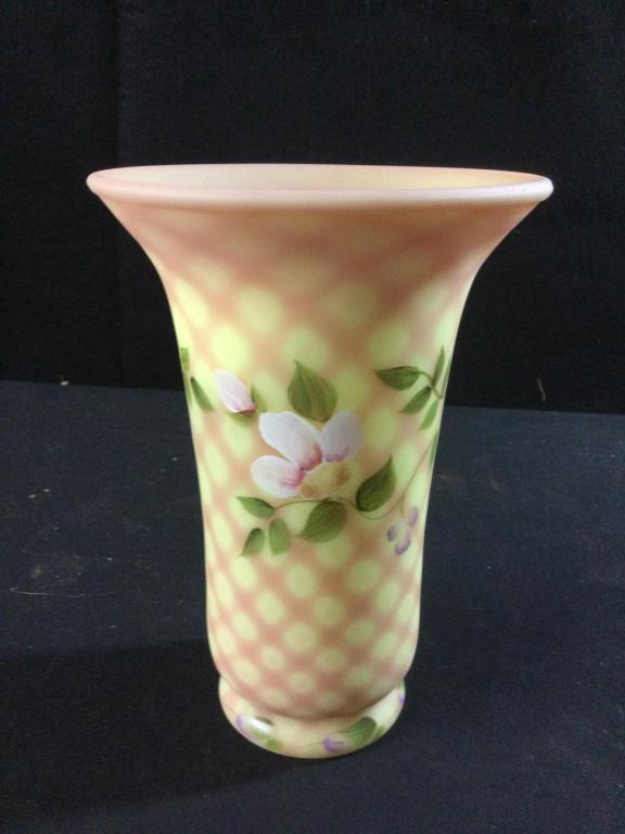 Fenton Burmese Vase LE Signed (1 of 2)