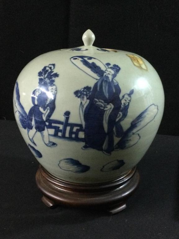 China-Tibet TAO Kwang Pottery: Nice older larger piece in good condition. Measures 10"h x 9"w & 32" perimeter. Has original sticker on pottery that states TAO Kwang 1821-1850 guaranteed to be from the above mentioned period. No chi