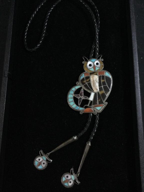 Native American Large Owl Pendant Bollo (1 of 3)