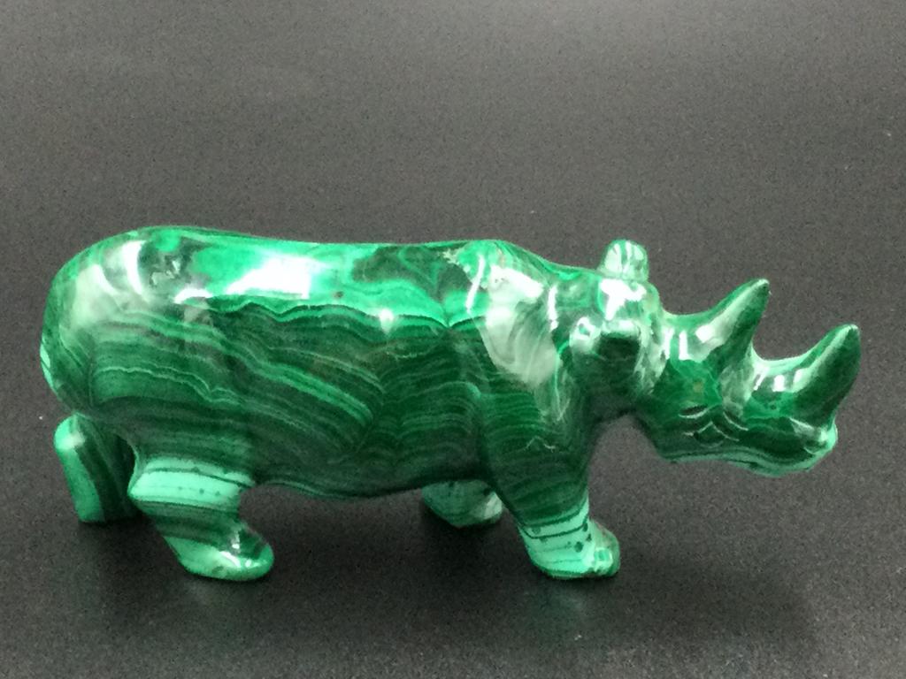Carved Malachite Hippo: Measures 4 3/4"l & 1 3/4"h. Weighs 326.1g and is in good condition. Value 125.00-200.00
