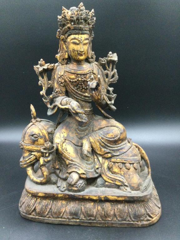 Antique Carved Wood Buddhist Statue (1 of 6)