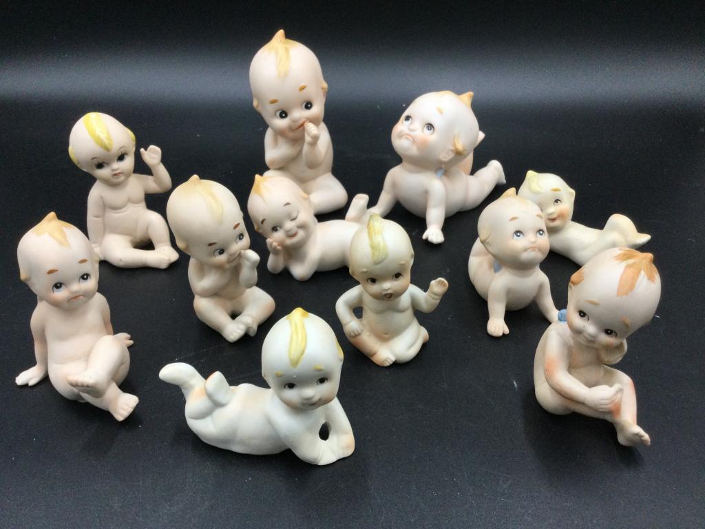 Vintage Piano Babies: Total of 11 bisque figures They range in size form 3" to 4.5". In good condition, no chips, see pictures. Value 85.00-100.00