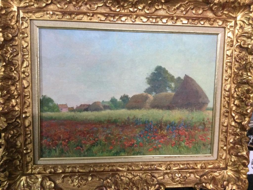 Maurice Dainville Oil Painting: In ornate frame that measures 20 x 24.5. French impressionist oil on canvas. Value 100.00-400.00