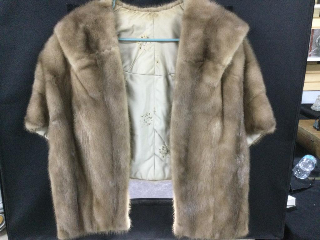 Mink Stole: Nice stole believe is a Size L. No rips or tears. See pictures, she is a beauty.