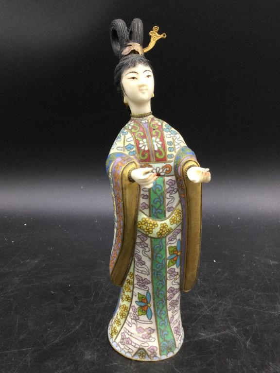 Vintage Chinese Cloisonne Enamel Geisha (1 of 3)