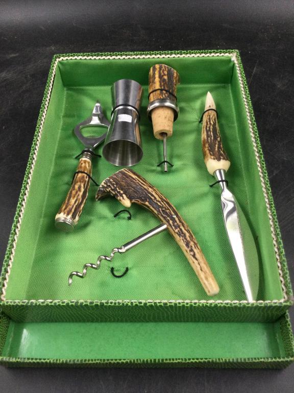 German Stag Handle Solingen Rostfrei Barware Set (1 of 5)