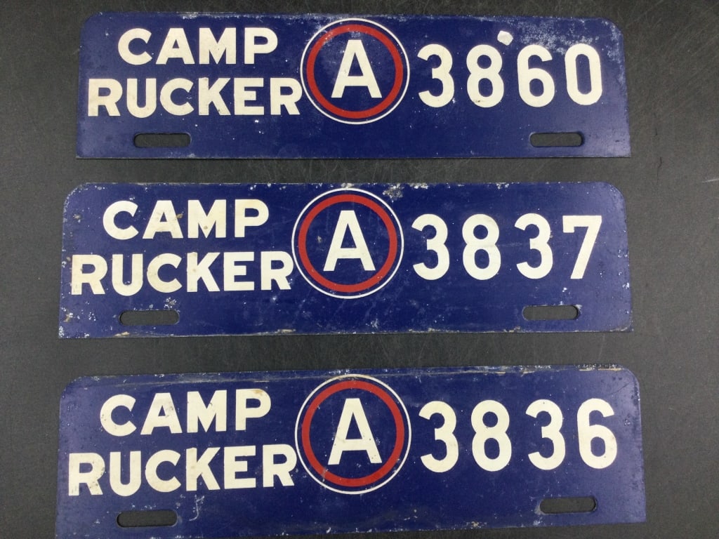 Camp Rucker Military License Plate Topper: Total of 3 in this lot. They are all from Camp Rucker and condition is good. Measures 10" 2 1/4". No refunds given.