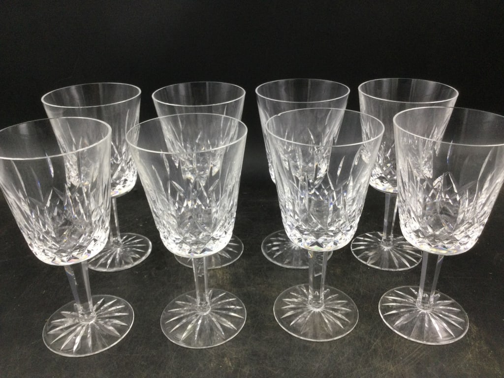 Waterford Lismore Wine Glasses: Set of 8 glasses in this lot. See pictures. No chips or cracks. Condition is good. No refunds given.