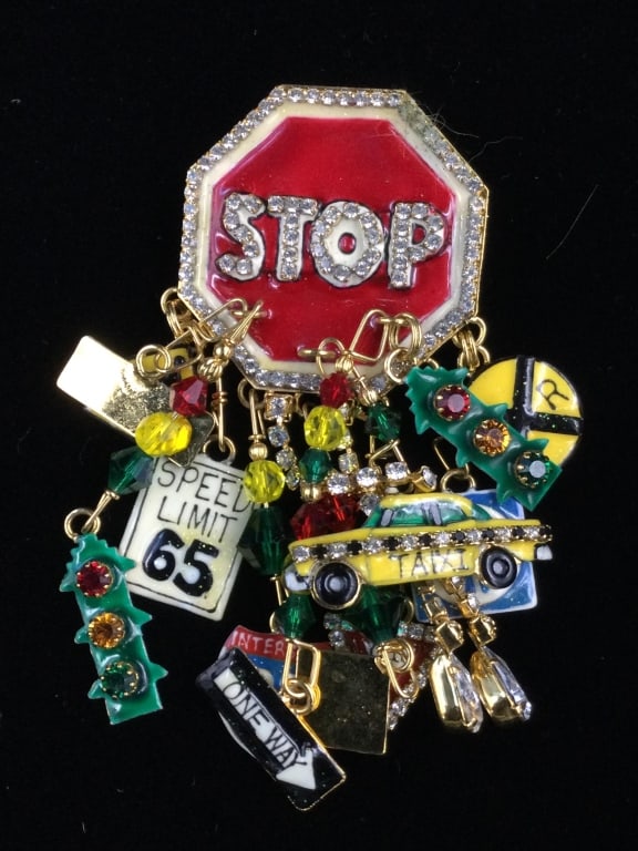 Lunch at the Ritz Brooch Pin Taxi Road Signs (1 of 2)