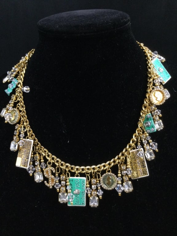 Lunch at the Ritz Necklace: Necklace with tag that say Lunch Platinum or Lunch Expritz or Lunch Bank Gold Card. Nice heavy necklace, condition is good, see pictures. No refunds given.