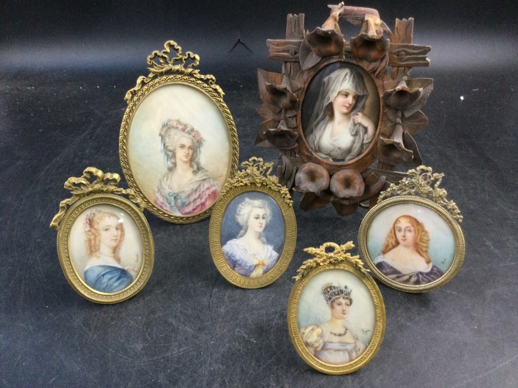 Victorian Hand  Painted Portraits in Frames (1 of 9)