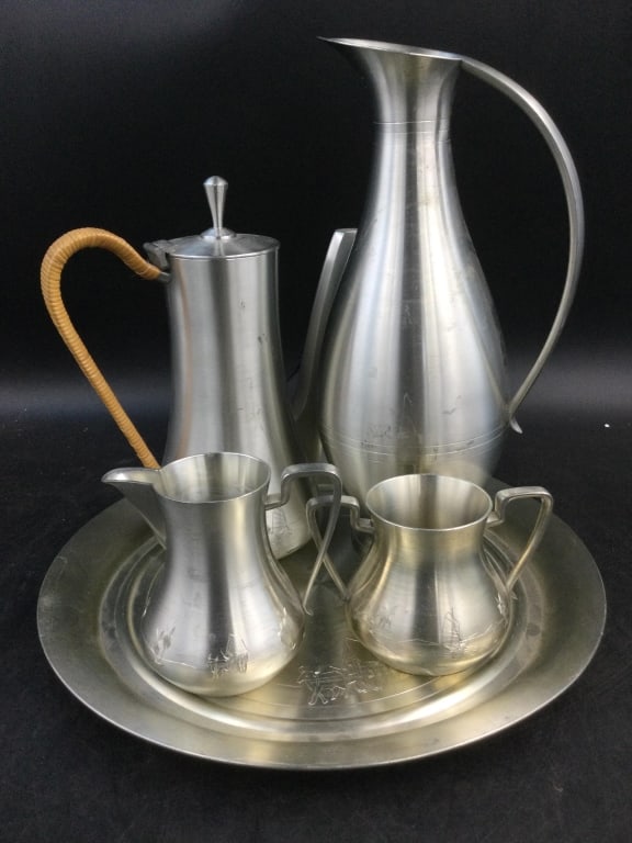 Vintage 1970 Selangor Pewter Coffee Set: Marked Malaysia Singapore on the bottom. Condition is consistent with age and use, see pictures. No refunds given. International buyers must use wire transfer only. Third Party Shipping or local pick