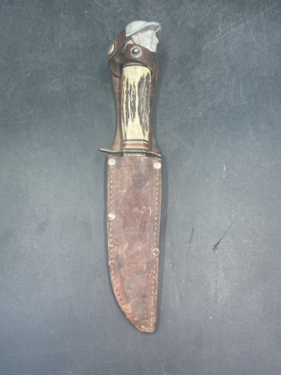 West Germany Knife w/Sheath: Marked on blade R.J. Richter Solingen West Germany. Stag handle Condition is consistent with age and use, see pictures. No refunds given.