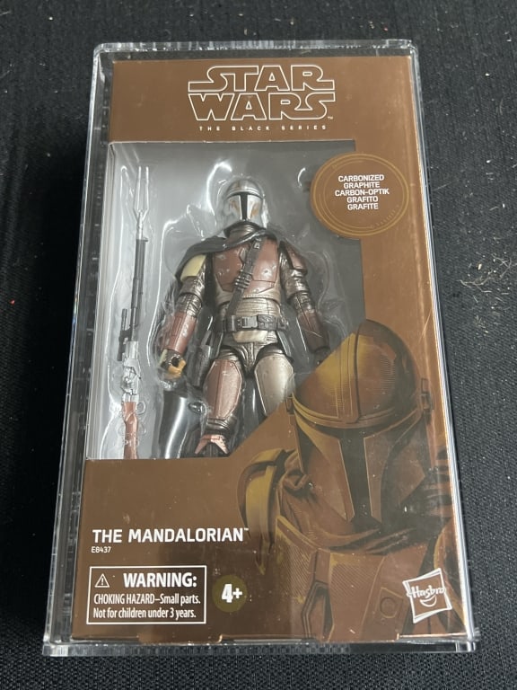 Graded Star Wars The Black Series The Mandalorian: Graded 6" Action Figure that is finished in elegant carbonized graphite. Highly detailed figure. Crafted by Hasbro. In original box and never opened. Has Certificate from Collector Archive. Graded on